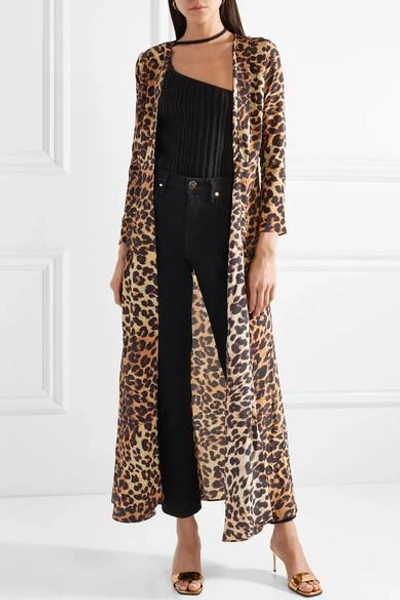Shop We Are Leone Leopard-print Silk Crepe De Chine Robe In Leopard Print