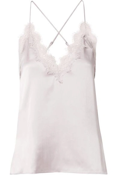 Shop Cami Nyc Everly Lace-trimmed Silk-charmeuse Camisole In Lilac