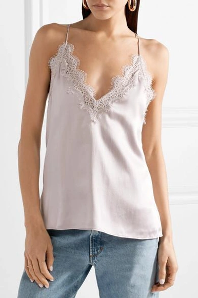 Shop Cami Nyc Everly Lace-trimmed Silk-charmeuse Camisole In Lilac