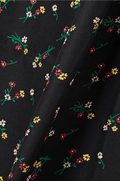 Shop Hvn Lily Floral-print Silk Crepe De Chine Dress In Black