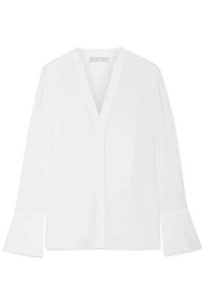 Shop Michael Michael Kors Silk Crepe De Chine Blouse In White
