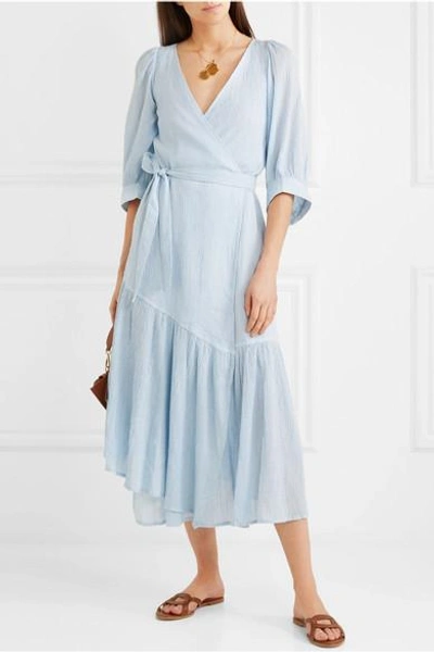 Apiece Apart Bougainvillea Striped Pliss Cotton gauze Wrap Dress