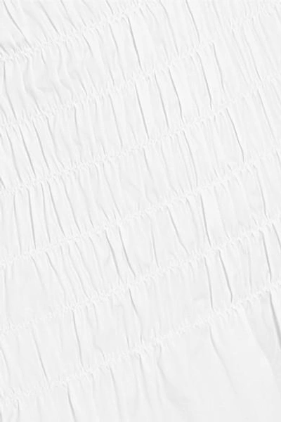 Shop Beaufille Daphne Shirred Cotton-blend Poplin Midi Dress In White