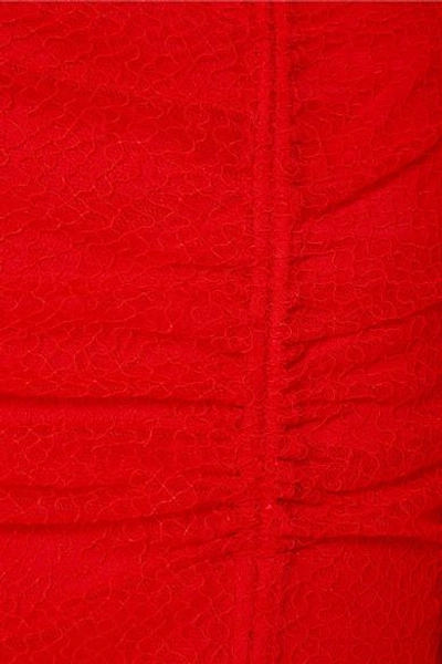 Shop Diane Von Furstenberg Ruched Corded Lace Maxi Dress In Red