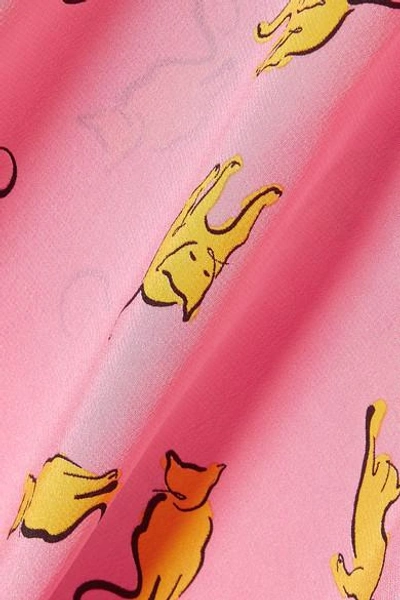Shop Miu Miu Printed Silk-crepe Top In Pink