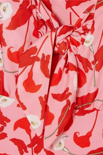 Shop Borgo De Nor Sonia Floral-print Crepe De Chine Midi Dress In Pink