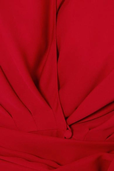 Shop Magda Butrym Diablo Gathered Silk-chiffon Midi Dress In Red