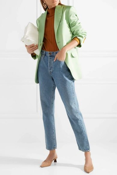 Shop Acne Studios Jaria Oversized Satin-twill Blazer In Light Green