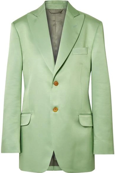 Shop Acne Studios Jaria Oversized Satin-twill Blazer In Light Green