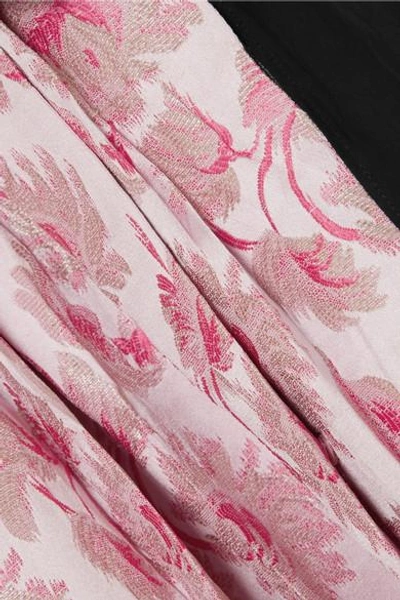Shop Prada Cotton-poplin And Metallic Brocade Mini Dress In Pink