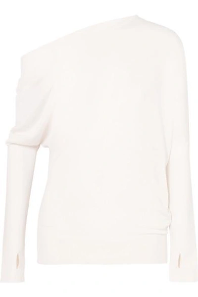 Shop Tom Ford One-shoulder Cashmere And Silk-blend Sweater In Ivory