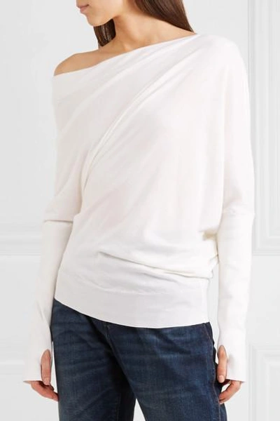 Shop Tom Ford One-shoulder Cashmere And Silk-blend Sweater In Ivory