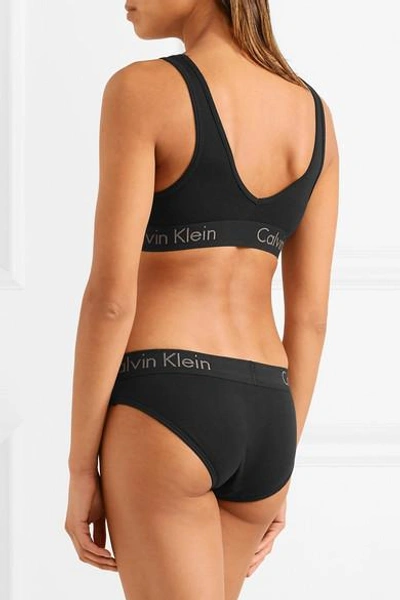 Shop Calvin Klein Underwear Cutout Stretch-cotton Soft-cup Bra In Black