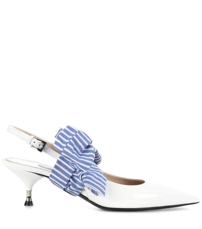 Shop Prada Patent Leather Slingback Pumps In White