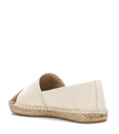 Shop Tory Burch Canvas And Leather Espadrilles In Beige