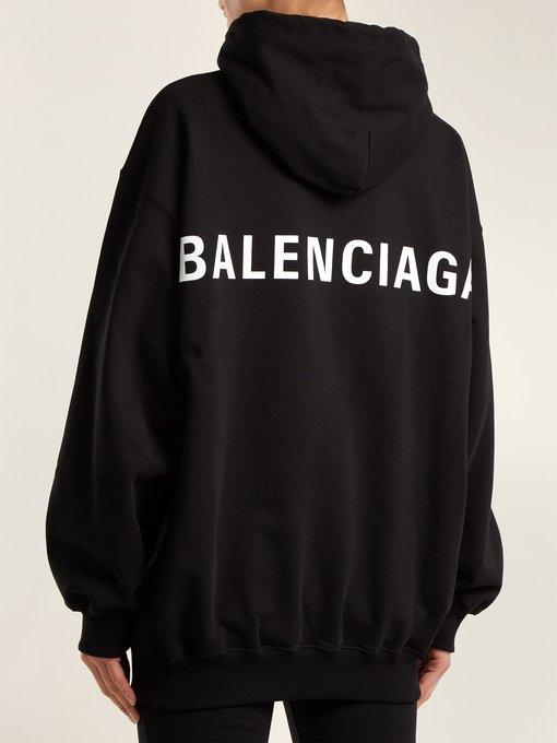 Balenciaga Hoodie Back Logo Black Cotton Printed Sweatshirt | ModeSens