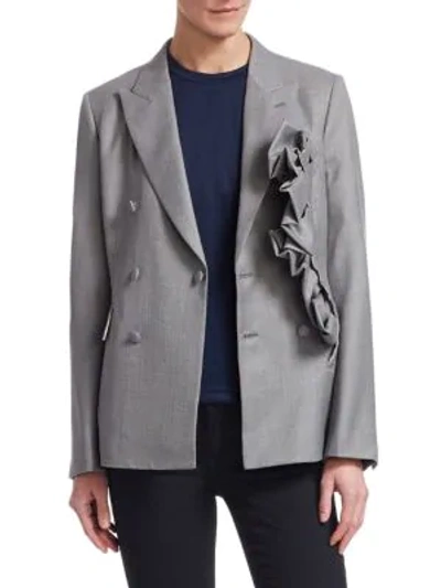 Shop Comme Des Garçons Wool Double Breasted Blazer In Grey