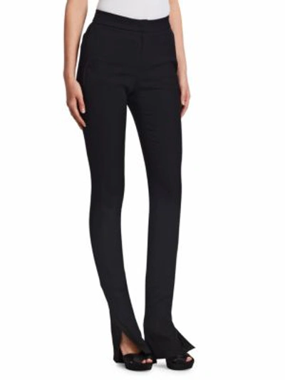 Shop Oscar De La Renta Side Slit Skinny Trousers In Black