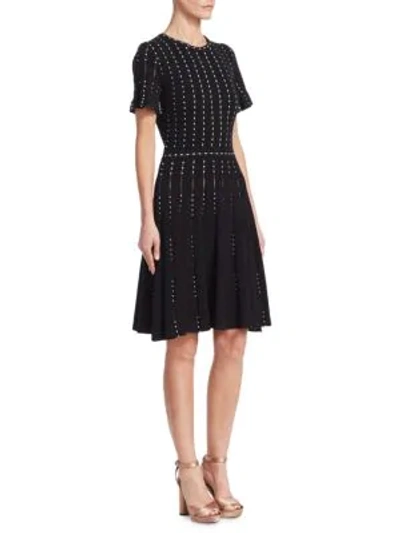 Shop Oscar De La Renta Short-sleeve Knit Dress In Black