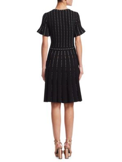 Shop Oscar De La Renta Short-sleeve Knit Dress In Black