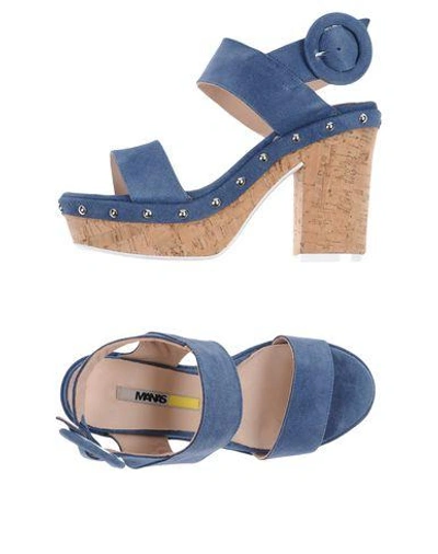 Shop Manas Sandals In Slate Blue