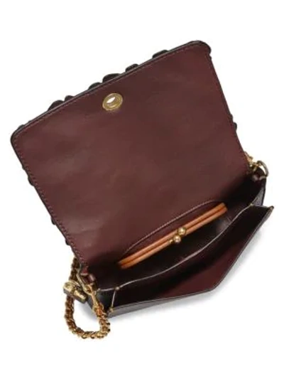 Shop Coach 1941 Dinky Tea Rose-applique Leather Crossbody Bag In Black-multi