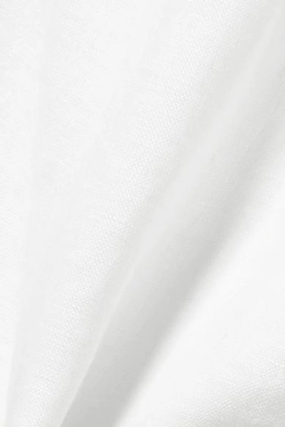 Shop Theory Linen And Cotton-blend Wrap Top In White