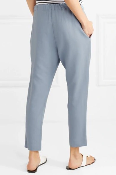 Shop Bassike Stretch-crepe Tapered Pants In Sky Blue