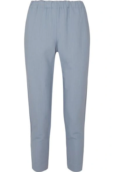 Shop Bassike Stretch-crepe Tapered Pants In Sky Blue