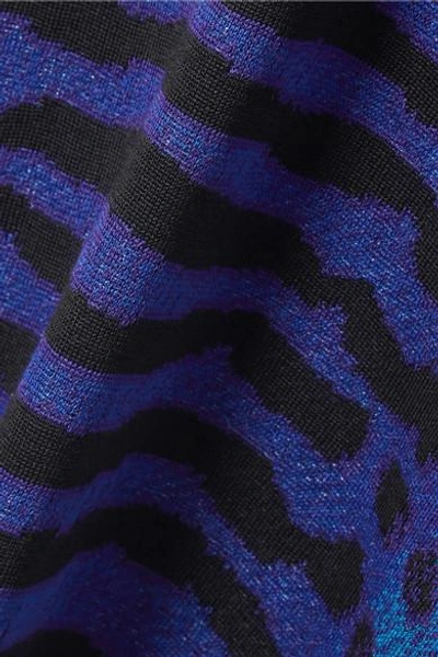 Shop Proenza Schouler Pointelle-trimmed Intarsia Silk Sweater In Royal Blue
