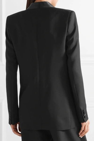 Shop Maison Margiela Satin-trimmed Wool Blazer In Black