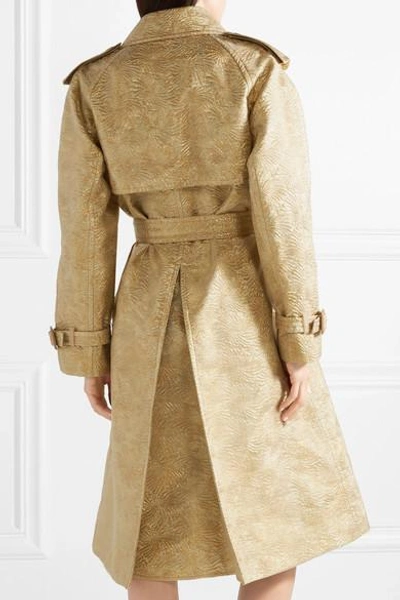 Shop Maison Margiela Metallic Brocade And Organza Trench Coat In Gold