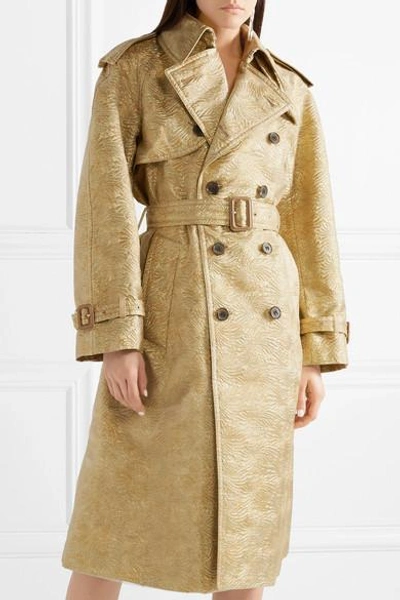 Shop Maison Margiela Metallic Brocade And Organza Trench Coat In Gold