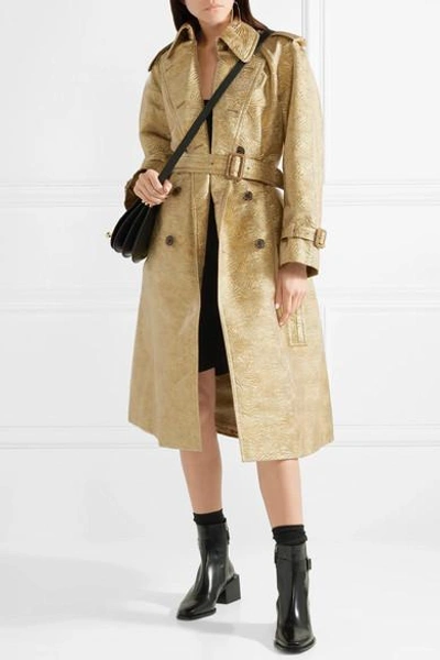 Shop Maison Margiela Metallic Brocade And Organza Trench Coat In Gold