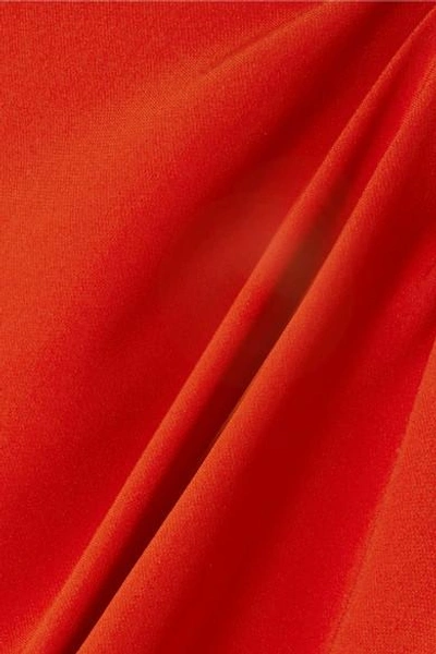 Shop Narciso Rodriguez Gathered Silk Midi Dress In Orange