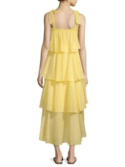 Shop Mds Stripes Tiered Ruffle Cami Dress In Yellow