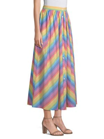 Shop Mds Stripes Button-front Skirt In Multi