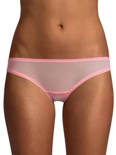 Shop On Gossamer Solid Mesh Bikini Panties In Strawberry
