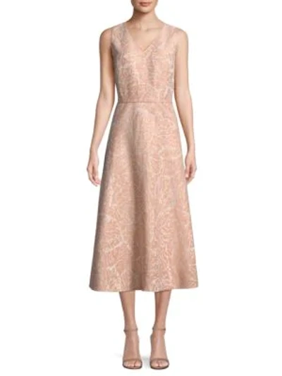 Shop Lafayette 148 Aileen Jacquard A-line Dress In Rose Quartz