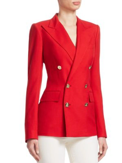 Shop Ralph Lauren Camden Double-breasted Jacket In Red