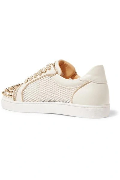 Shop Christian Louboutin Ac Vieira Spike Leather And Mesh Sneakers In White