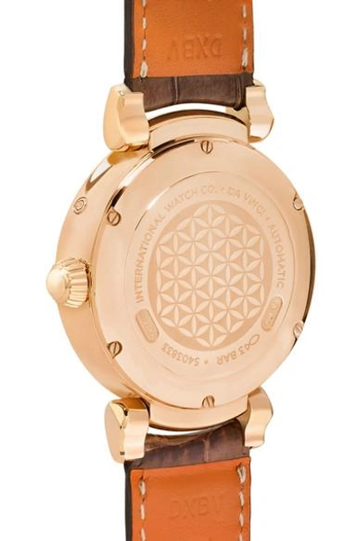 Shop Iwc Schaffhausen Da Vinci Automatic Moon Phase 36mm 18-karat Red Gold And Alligator Watch