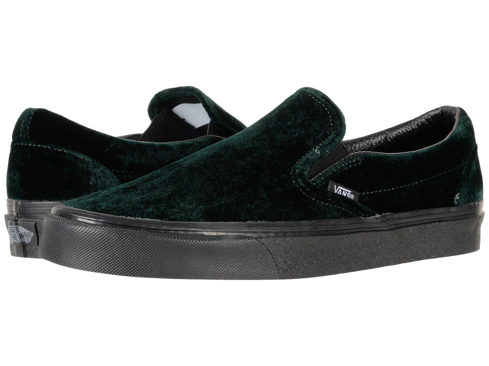 green velvet vans slip ons