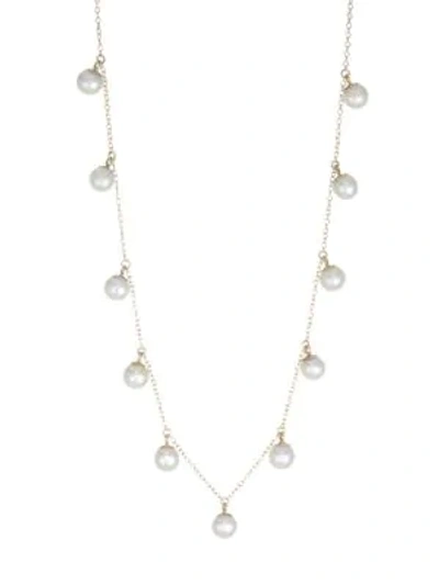 Shop Zoë Chicco 4mm Pearl Pendant Choker Necklace In Yellow Gold