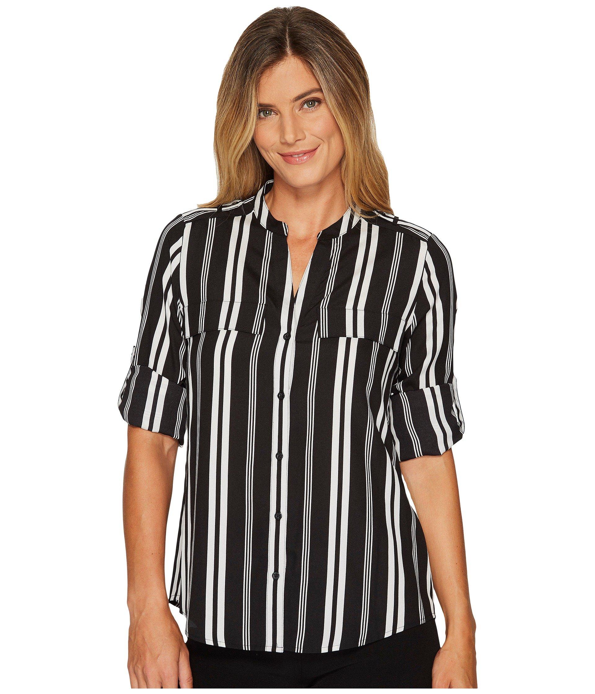 calvin klein black and white blouse