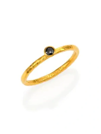 Shop Gurhan Delicacies Black Diamond & 24k Yellow Gold Stackable Ring