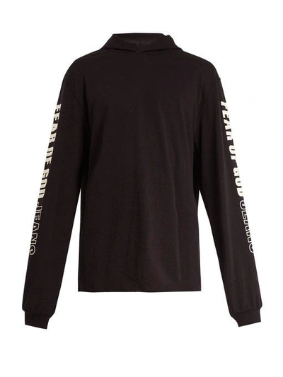 Fear Of God Oversized Printed Cotton-jersey Hoodie - Black | ModeSens