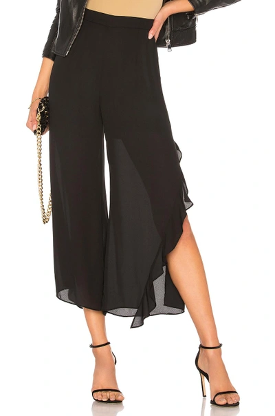 Shop Krisa Asymmetrical Ruffle Pant In Black