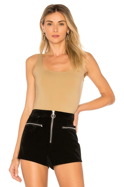 Shop Gettingbacktosquareone Square Neck Bodysuit In Dark Khaki