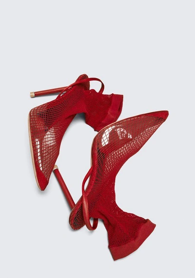 Shop Alexander Wang Caden Fishnet Heel In Red